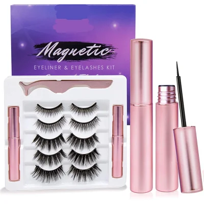 Wholesale 5 Pairs Magnetic Eyeliner and Lashes with Reusable Lashes